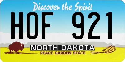 ND license plate HOF921
