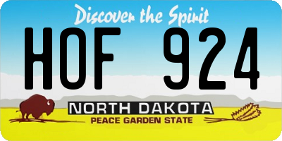 ND license plate HOF924