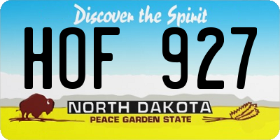 ND license plate HOF927