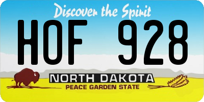ND license plate HOF928