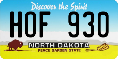 ND license plate HOF930