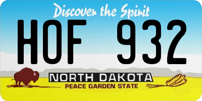 ND license plate HOF932