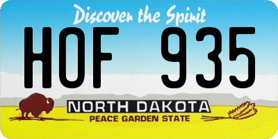 ND license plate HOF935