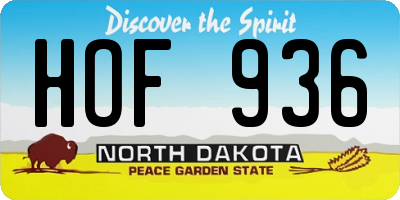 ND license plate HOF936
