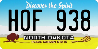 ND license plate HOF938