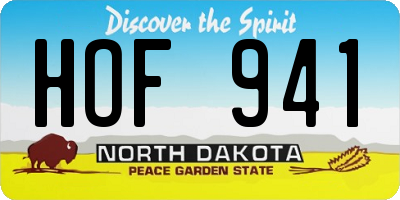 ND license plate HOF941