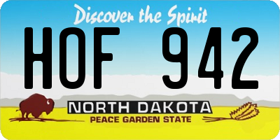 ND license plate HOF942