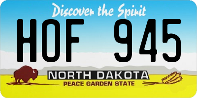 ND license plate HOF945