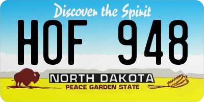 ND license plate HOF948