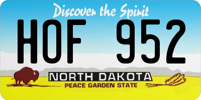 ND license plate HOF952