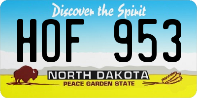 ND license plate HOF953