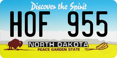 ND license plate HOF955