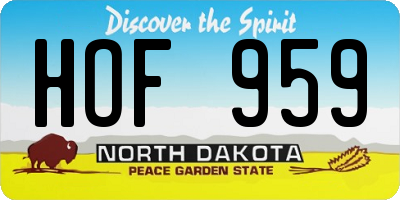 ND license plate HOF959