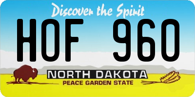 ND license plate HOF960
