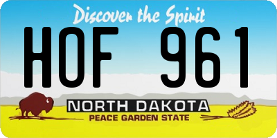 ND license plate HOF961