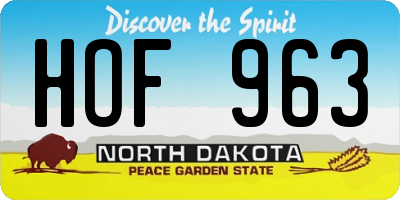 ND license plate HOF963