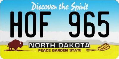 ND license plate HOF965