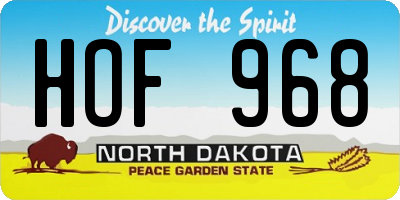 ND license plate HOF968