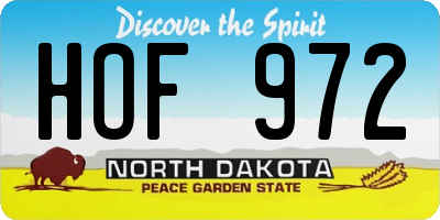 ND license plate HOF972