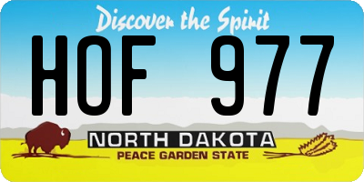 ND license plate HOF977