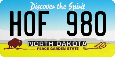ND license plate HOF980
