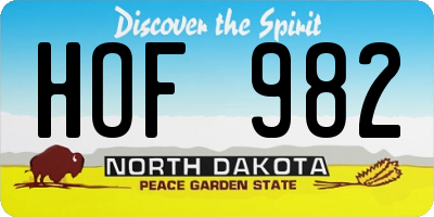 ND license plate HOF982