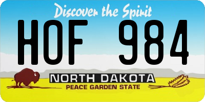 ND license plate HOF984
