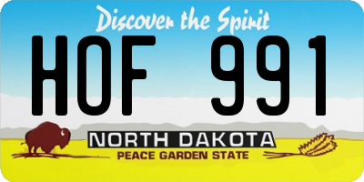ND license plate HOF991