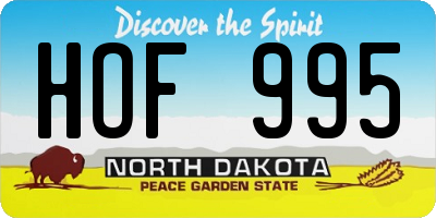 ND license plate HOF995