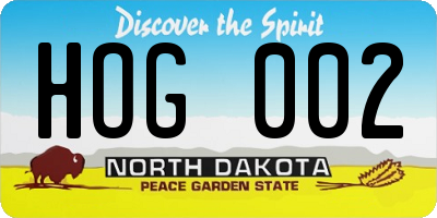 ND license plate HOG002