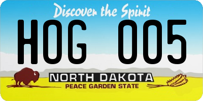 ND license plate HOG005