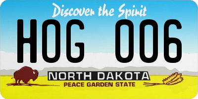 ND license plate HOG006