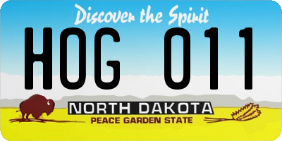 ND license plate HOG011