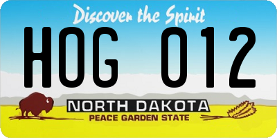 ND license plate HOG012
