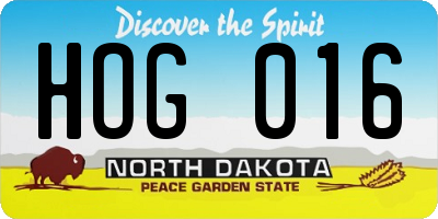 ND license plate HOG016