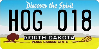 ND license plate HOG018