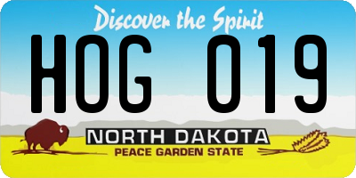 ND license plate HOG019