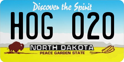 ND license plate HOG020