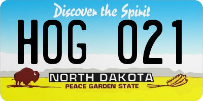 ND license plate HOG021
