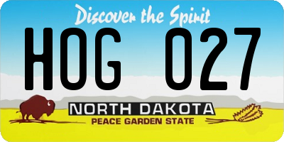 ND license plate HOG027