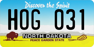 ND license plate HOG031