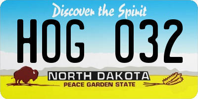 ND license plate HOG032