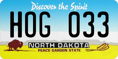 ND license plate HOG033