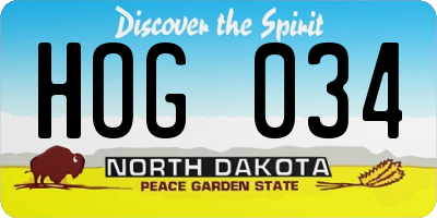 ND license plate HOG034