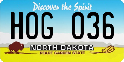 ND license plate HOG036