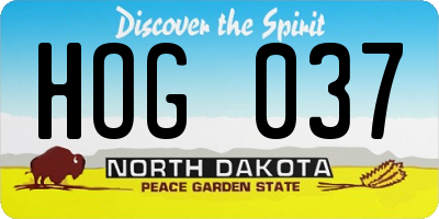 ND license plate HOG037