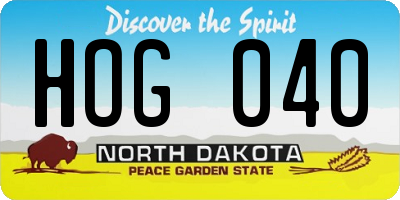 ND license plate HOG040