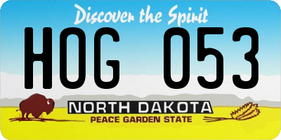 ND license plate HOG053