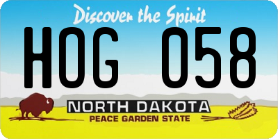 ND license plate HOG058