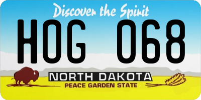 ND license plate HOG068